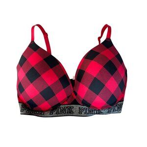 Victorias Secret Pink 36DDD 'Wear Everywhere Wireless Push-Up' Bra Red & Black P
